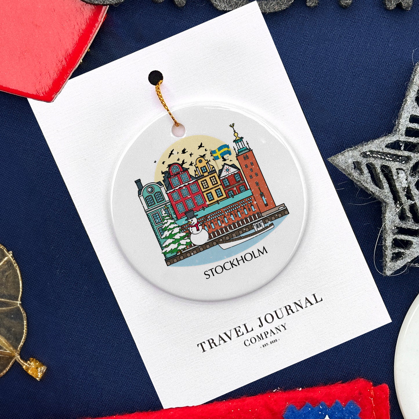 Stockholm Sweden Personalised Christmas Tree Ornament