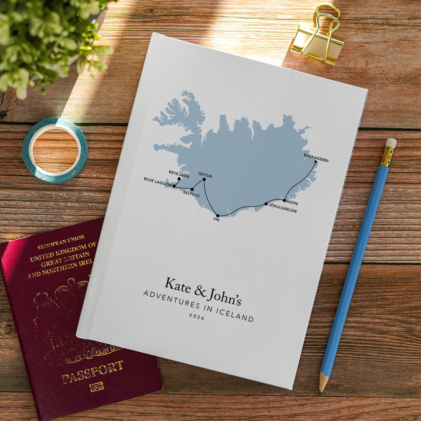 Iceland Personalised Travel Journal | Travel Map Diary, Planner & Bucket List Book