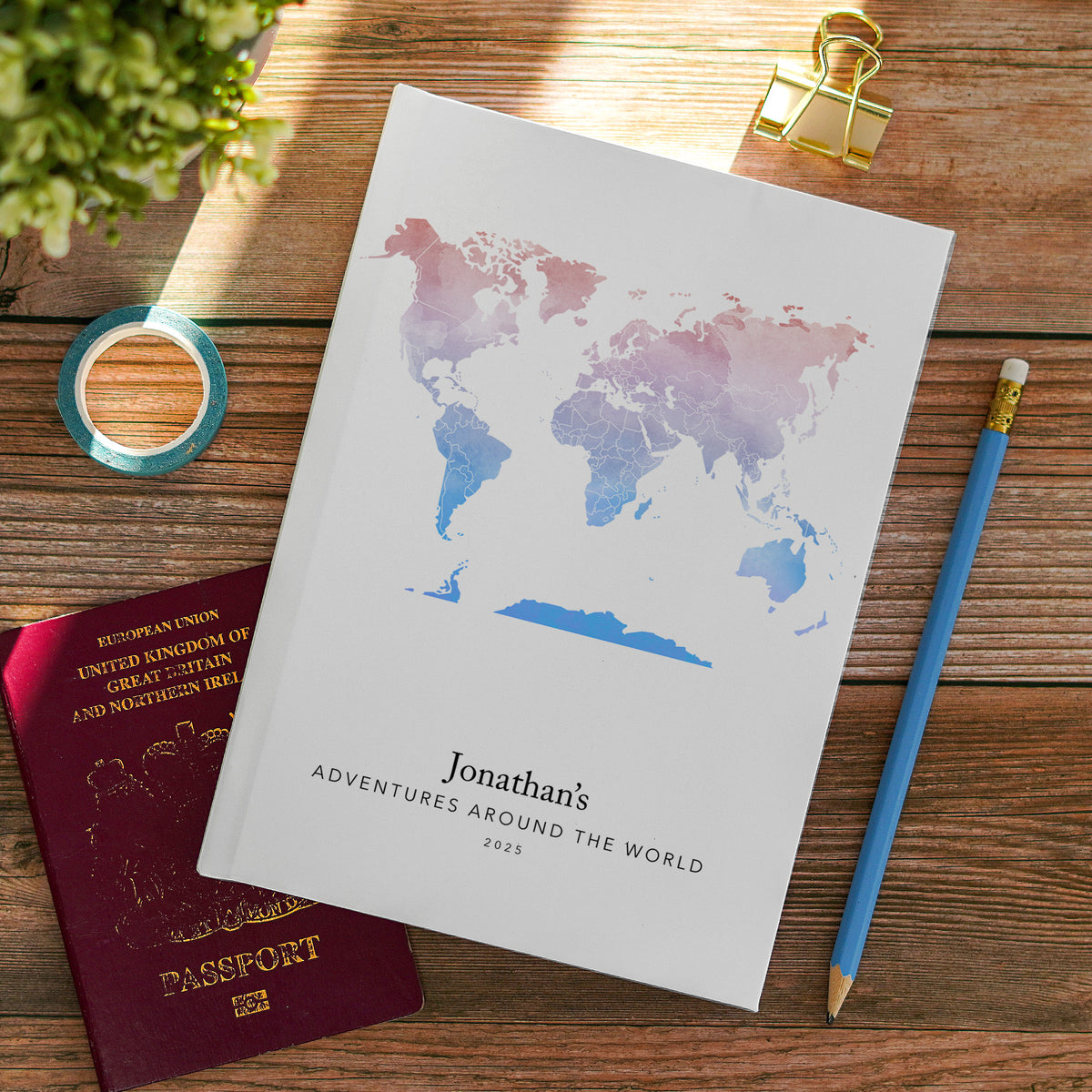 Custom World Map Personalised Travel Journal | Travel Map Diary, Planner & Bucket List Book