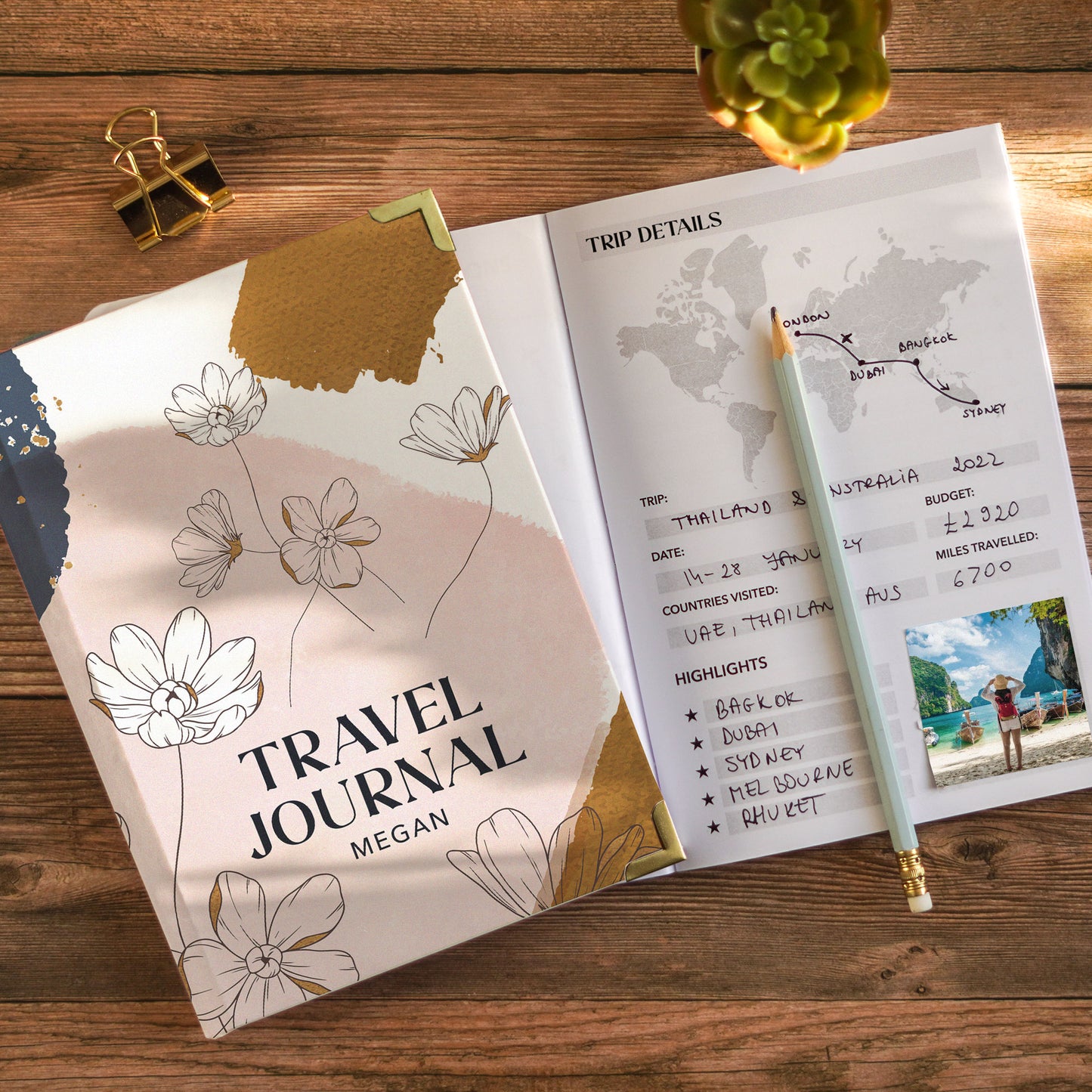 Personalised Toile Travel Journal