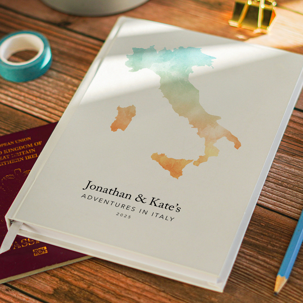 Italy Personalised Travel Journal | Travel Map Diary, Planner & Bucket List Book