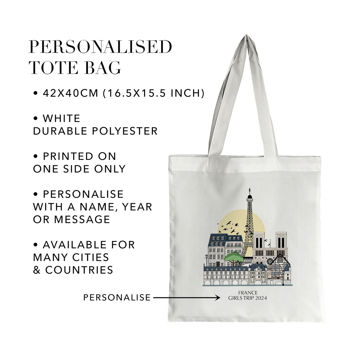 France Personalised Tote Bag