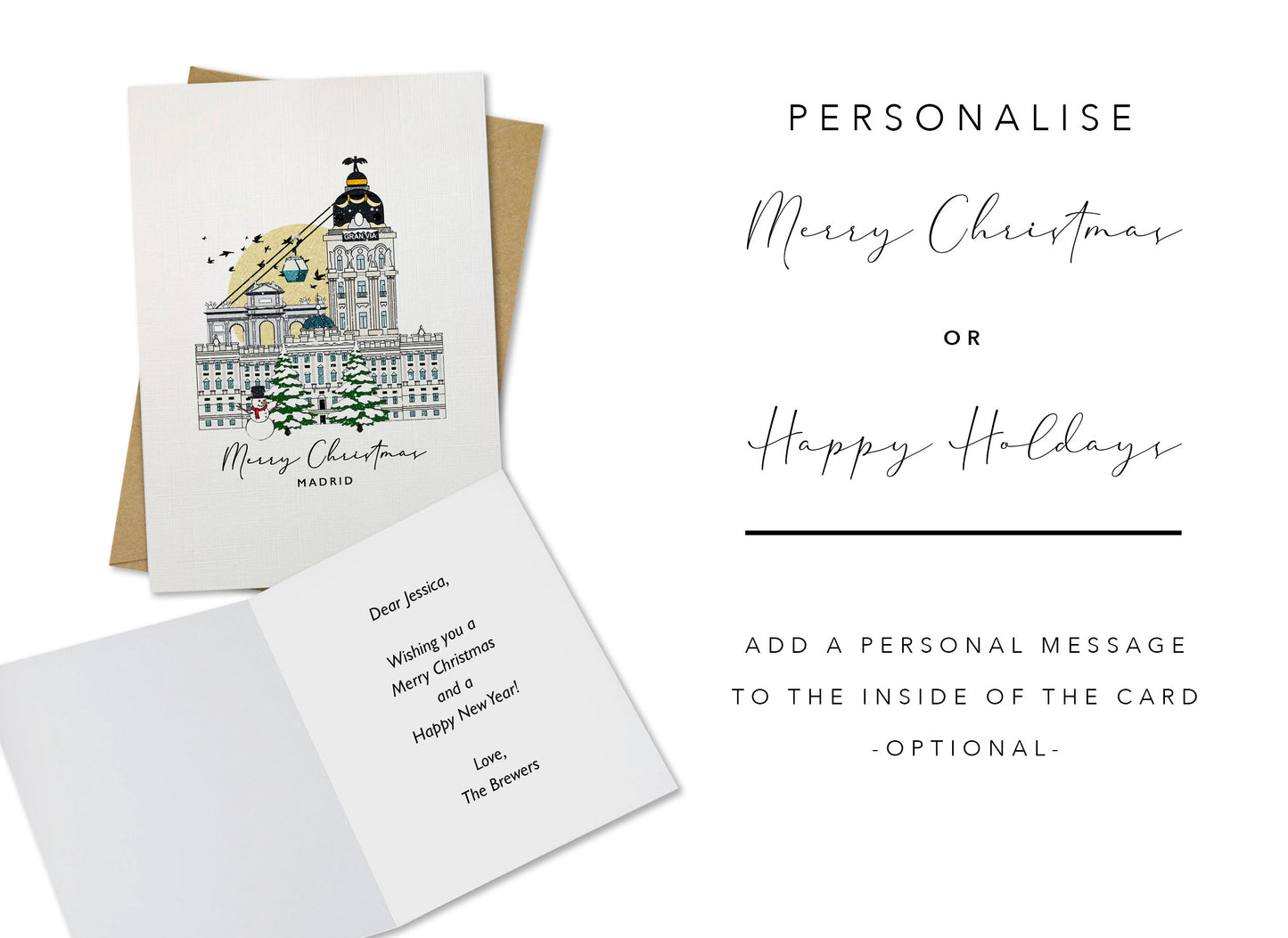 Madrid Personalised Christmas/Holiday Greeting Card