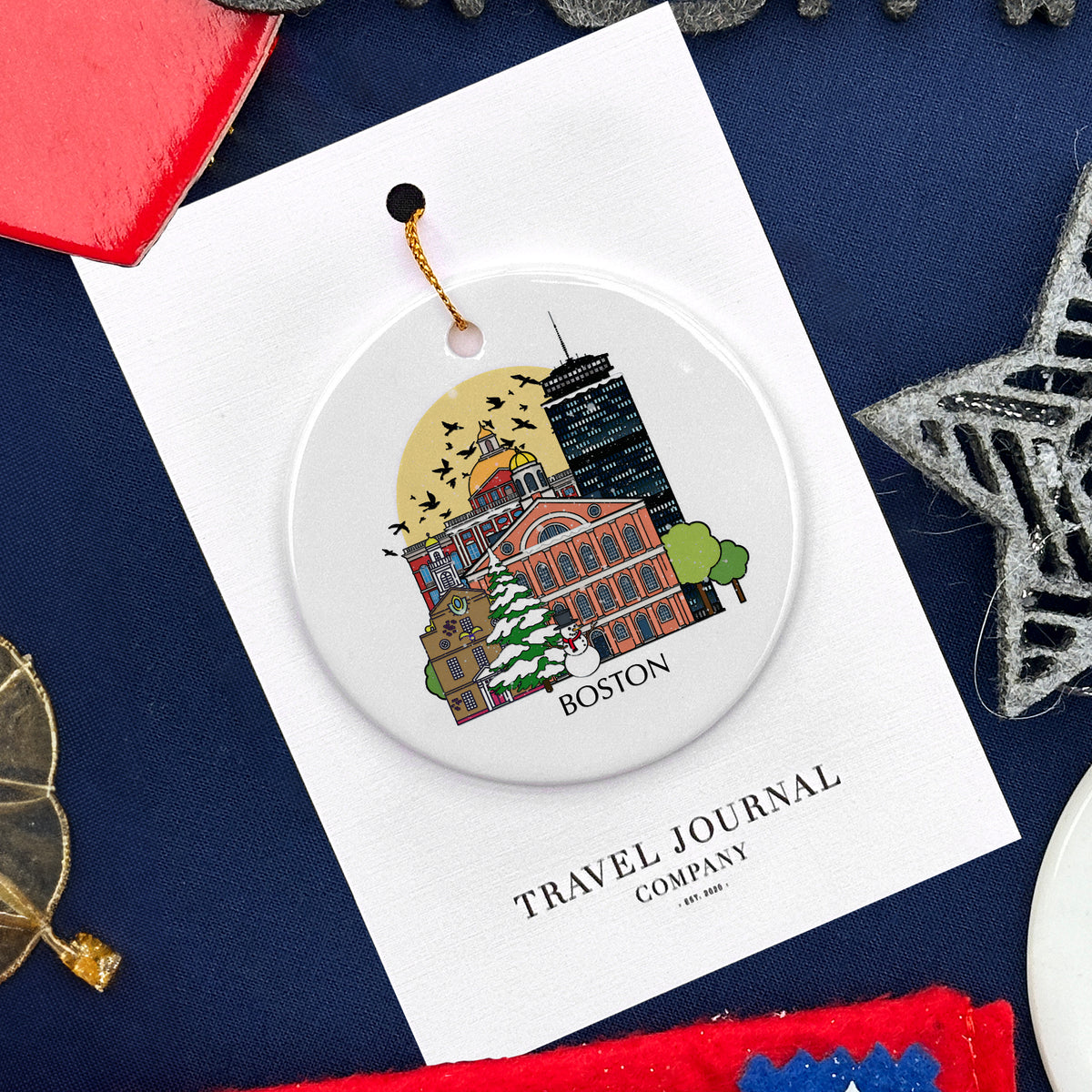Boston USA Personalised Christmas Tree Ornament