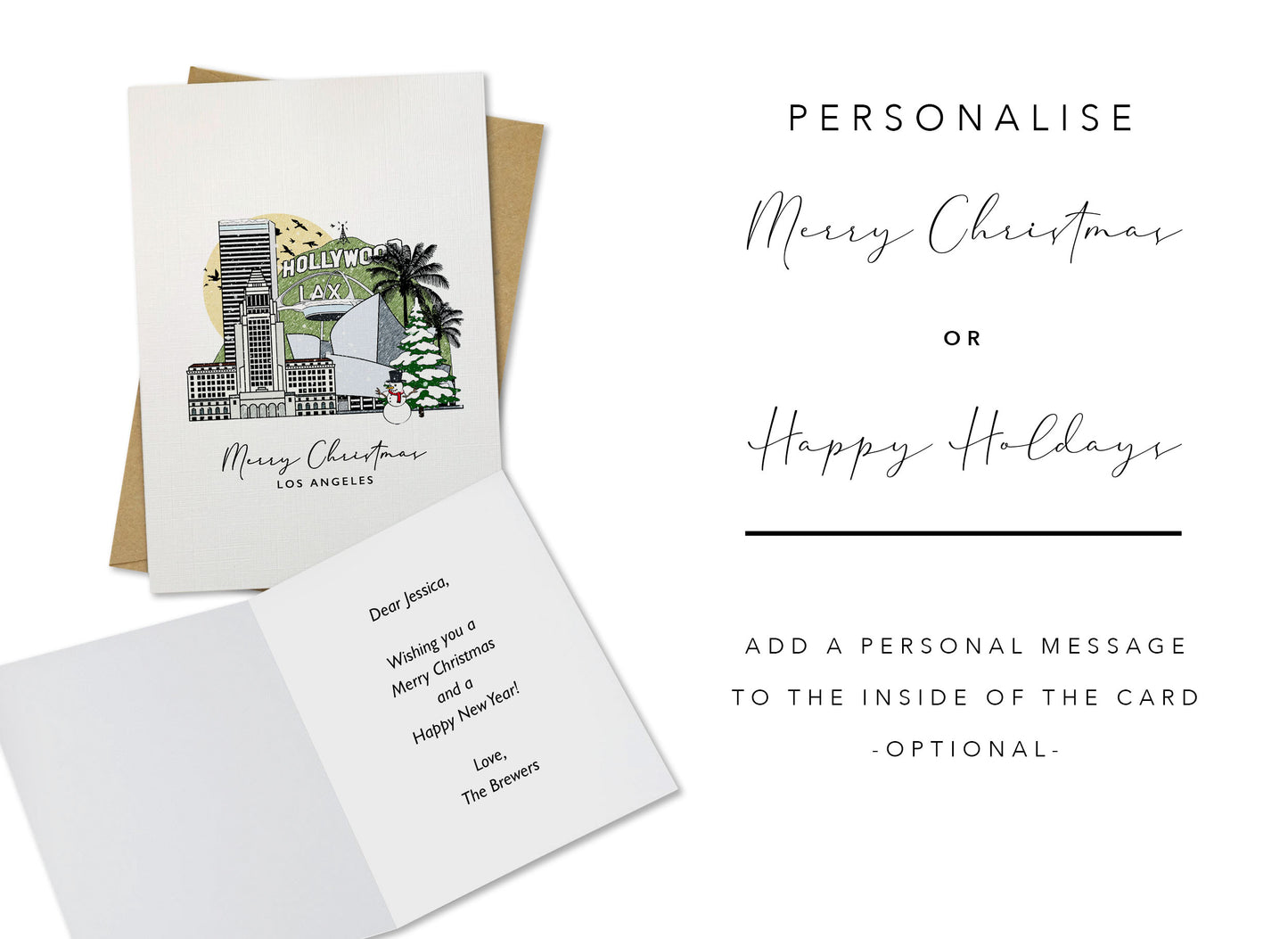 Los Angeles Personalised Christmas/Holiday Greeting Card
