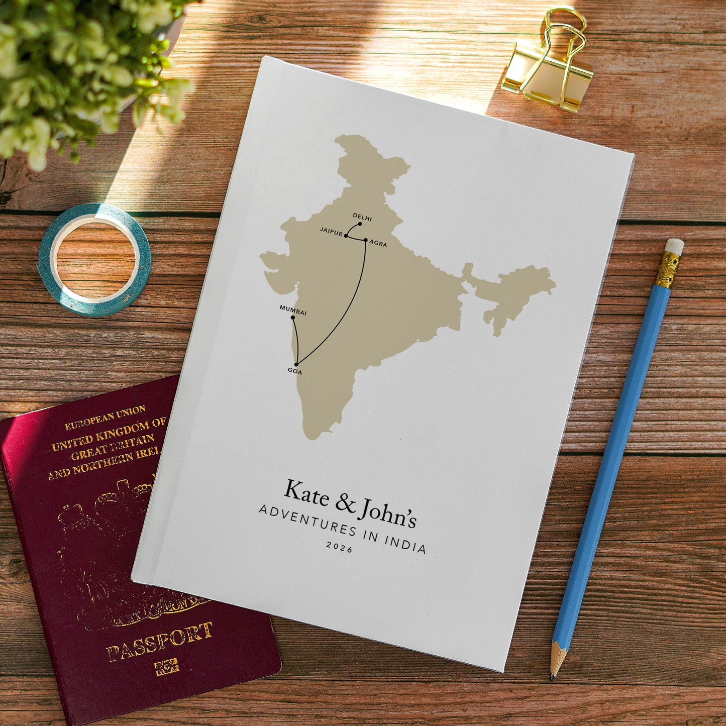 India Personalised Travel Journal | Travel Map Diary, Planner & Bucket List Book