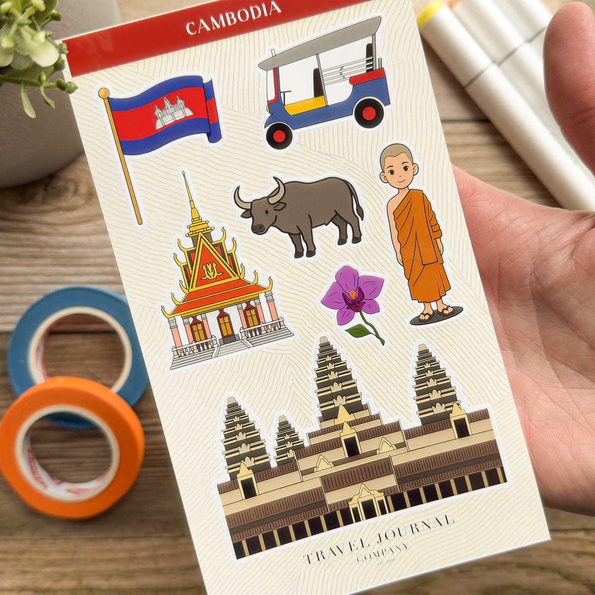 Cambodia, Angkor Wat Sticker Sheet | Scrapbooking, Planner, Journal Sticker