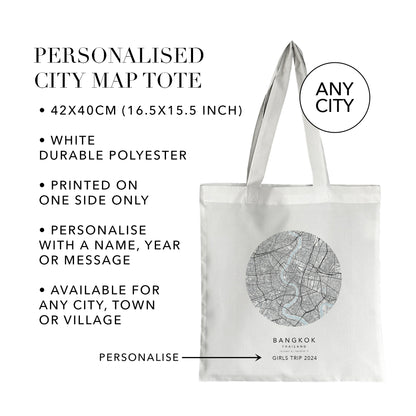 Bangkok Personalised City Map Tote Bag