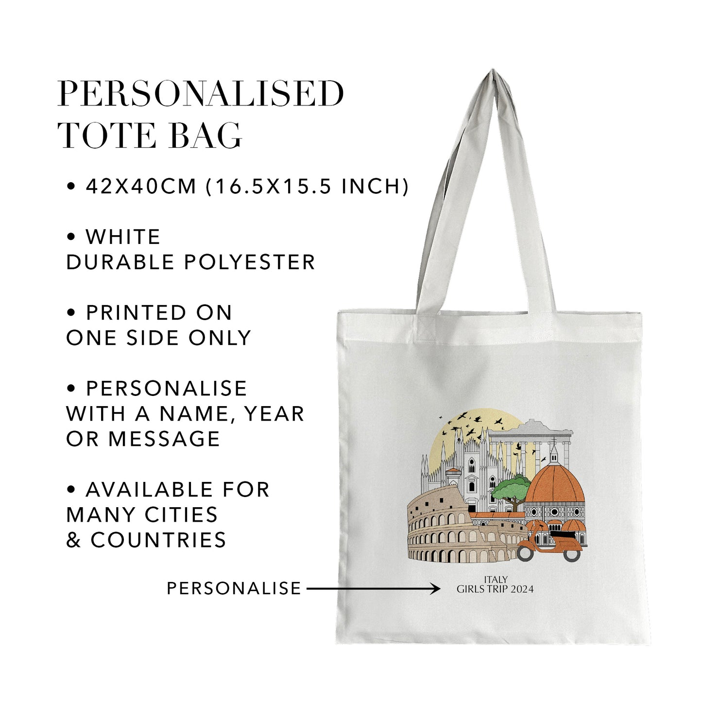 Italy Personalised Tote Bag