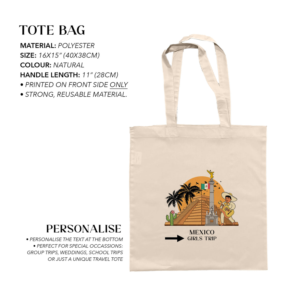 Mexico Personalized Tote Bag – Travel Journal Company