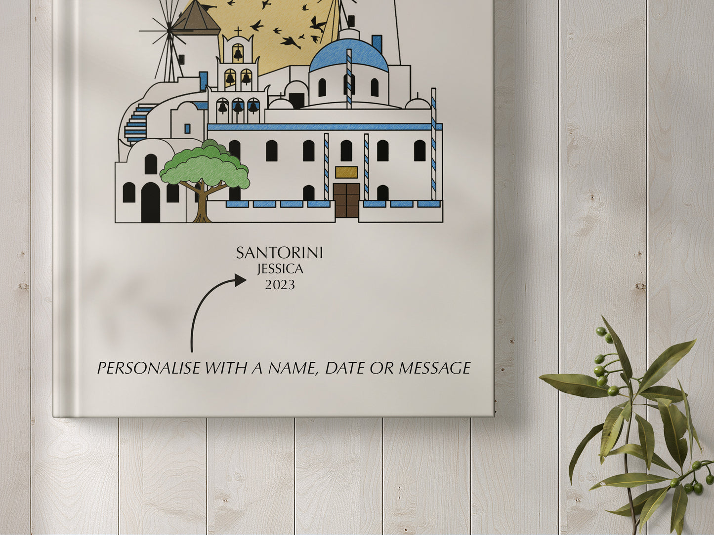 Santorini Personalised Illustrated Travel Journal/Notebook