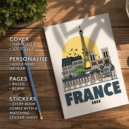 France Notebook Illustrated Travel Journal Series