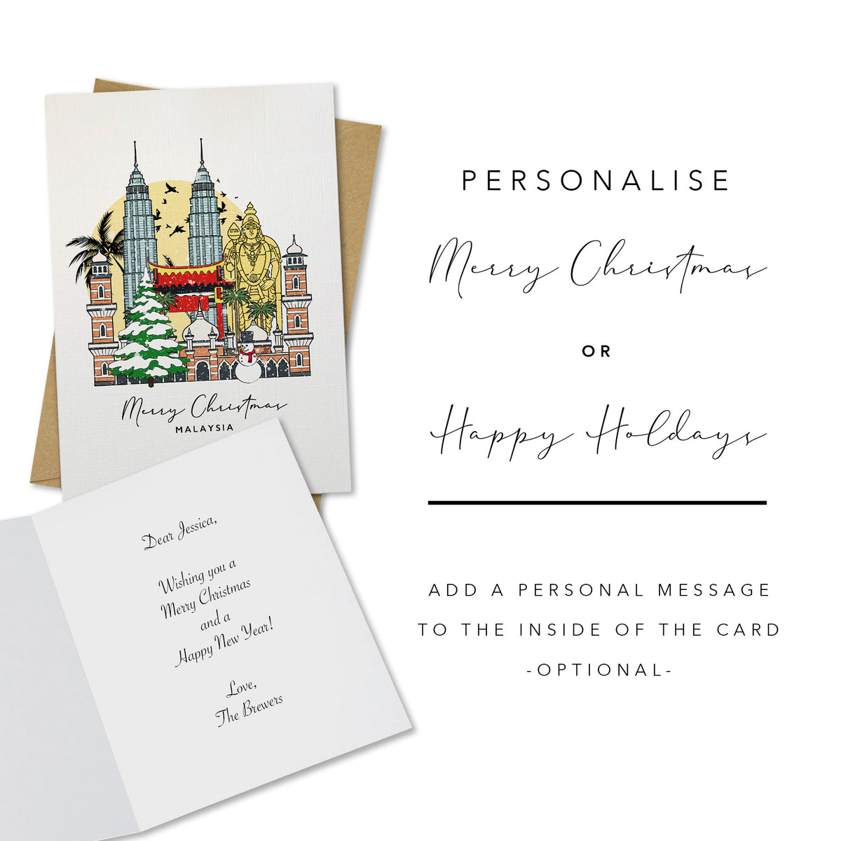 Malaysia/Kuala Lumpur Personalised Christmas/Holiday Greeting Card