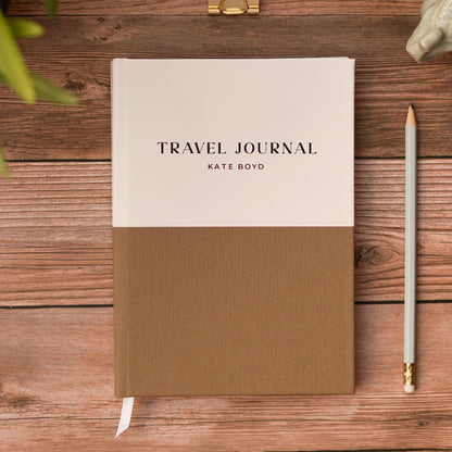 Luxury Duo Tone Personalised Linen Travel Journal