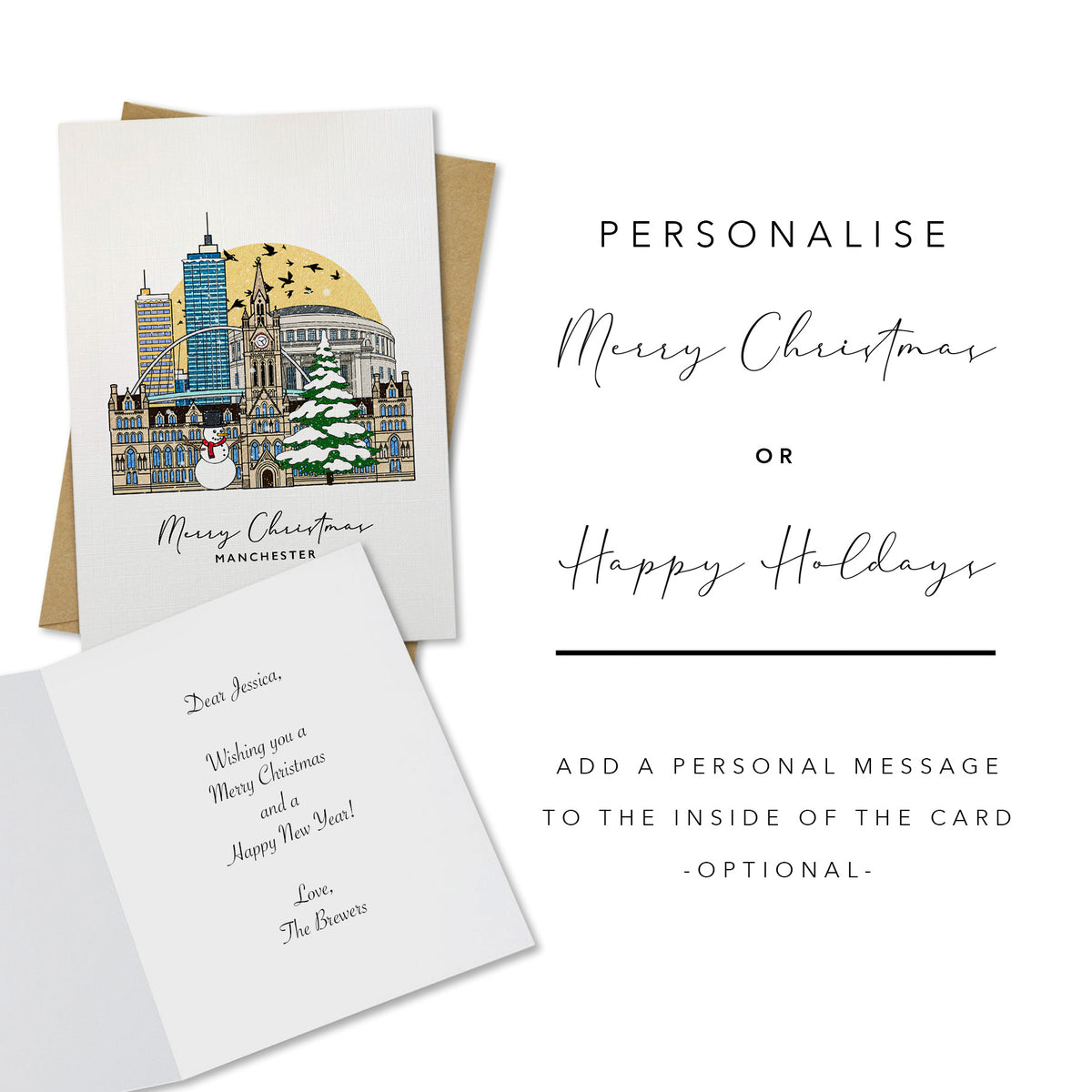Manchester England Personalised Christmas/Holiday Greeting Card