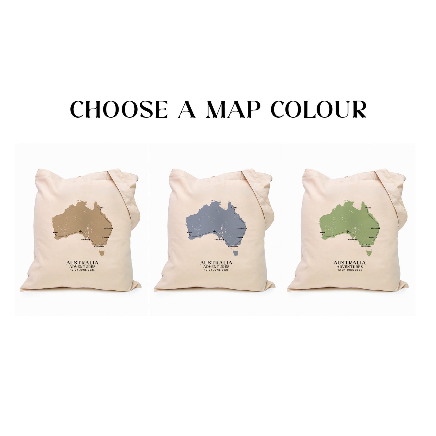 Australia Personalized Map Tote Bag | Travel Agents, Group Tours, School Trips