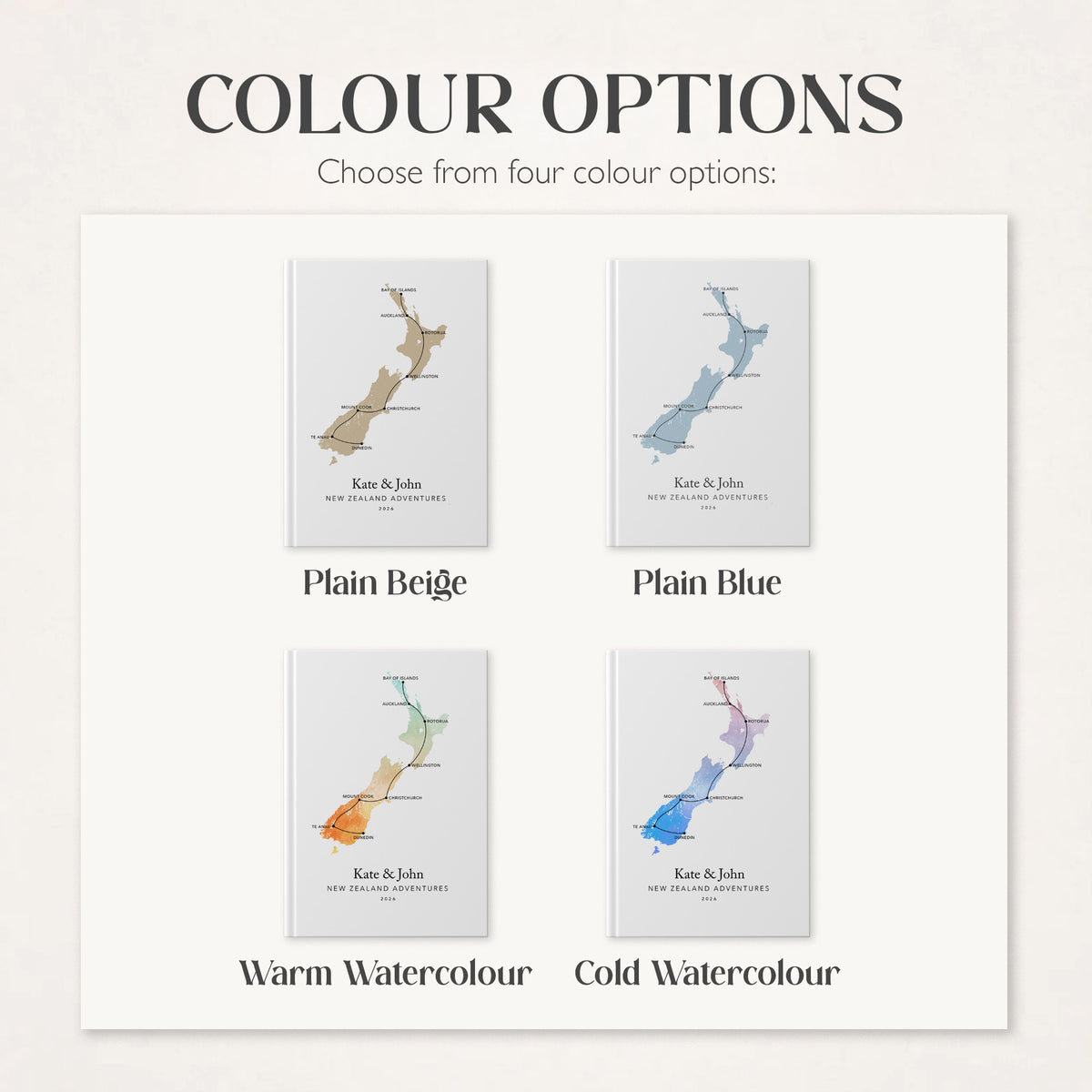 New Zealand Personalised Travel Journal | Travel Map Diary, Planner & Bucket List Book