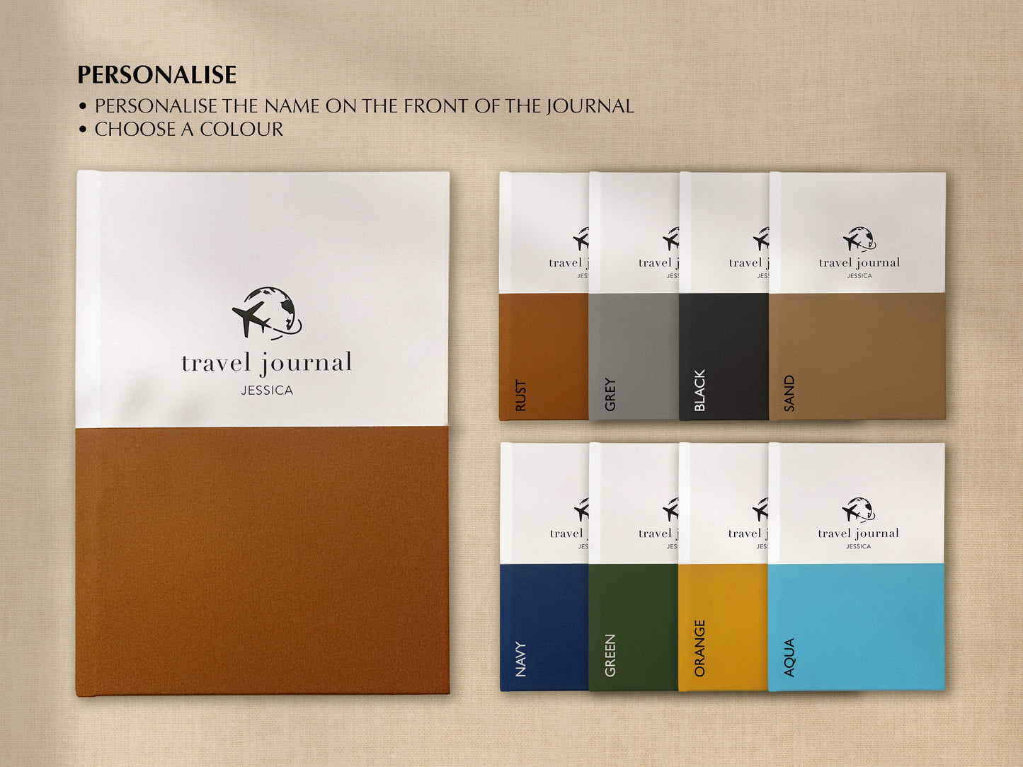Duo Tone Personalised Travel Journal
