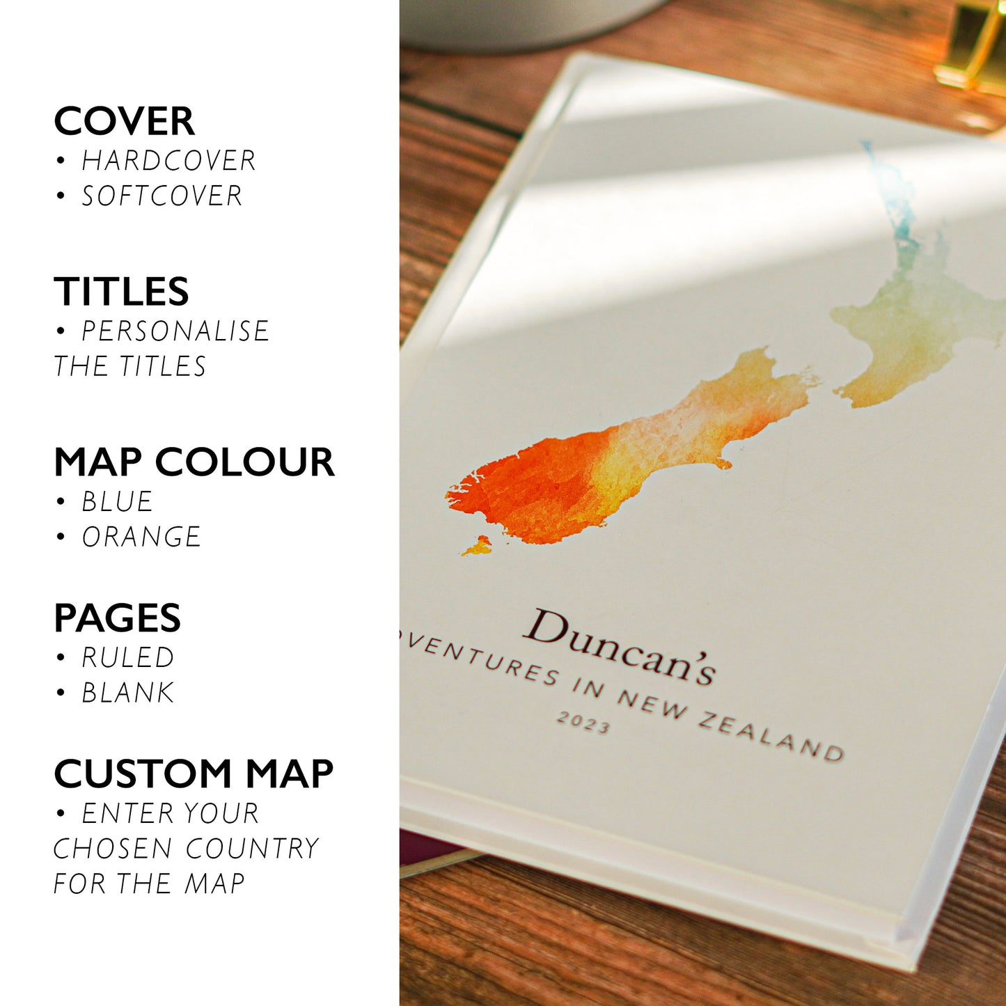 Africa Personalised Watercolour Travel Journal