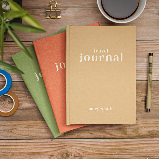 Personalised Luxury Linen Travel Journal