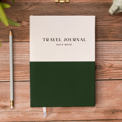 Luxury Duo Tone Personalised Linen Travel Journal