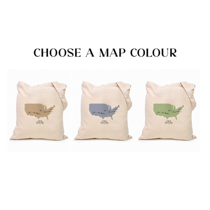 USA Personalized Map Tote Bag | Travel Agents, Group Tours, School Trips