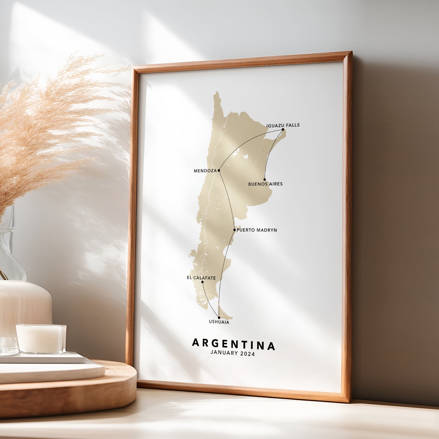 Argentina Personalised Travel Map Print with Photo Collage