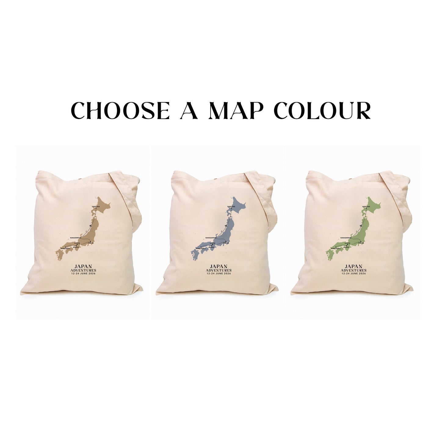 Japan Personalized Map Tote Bag | Travel Agents, Group Tours, School Trips