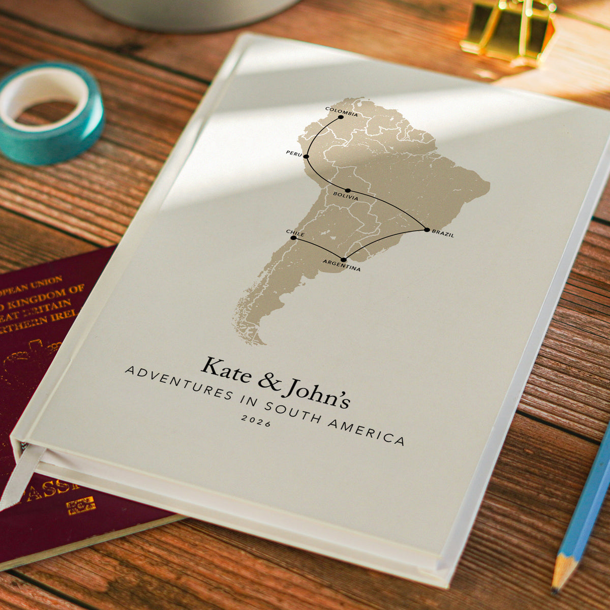South America Personalised Travel Journal | Travel Map Diary, Planner & Bucket List Book
