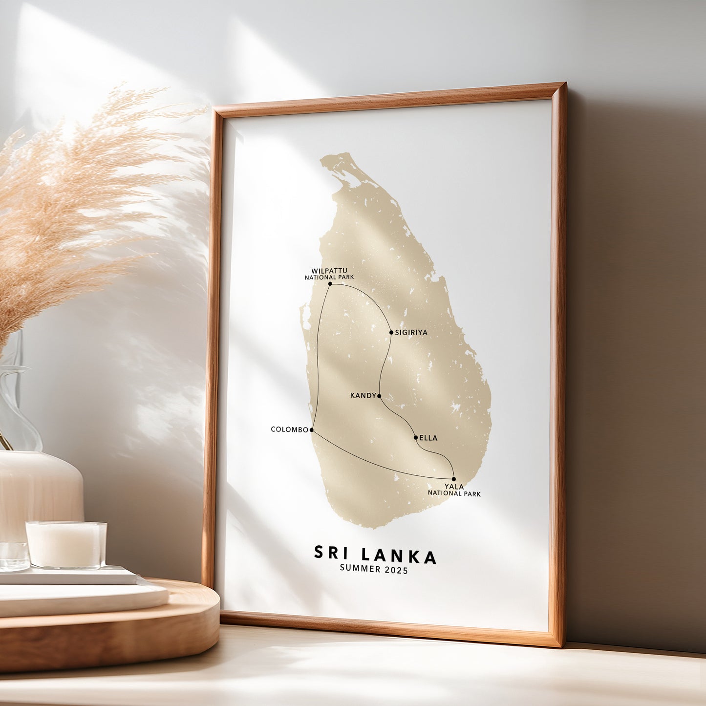 Sri Lanka Personalised Travel Map Print with Photo Collage