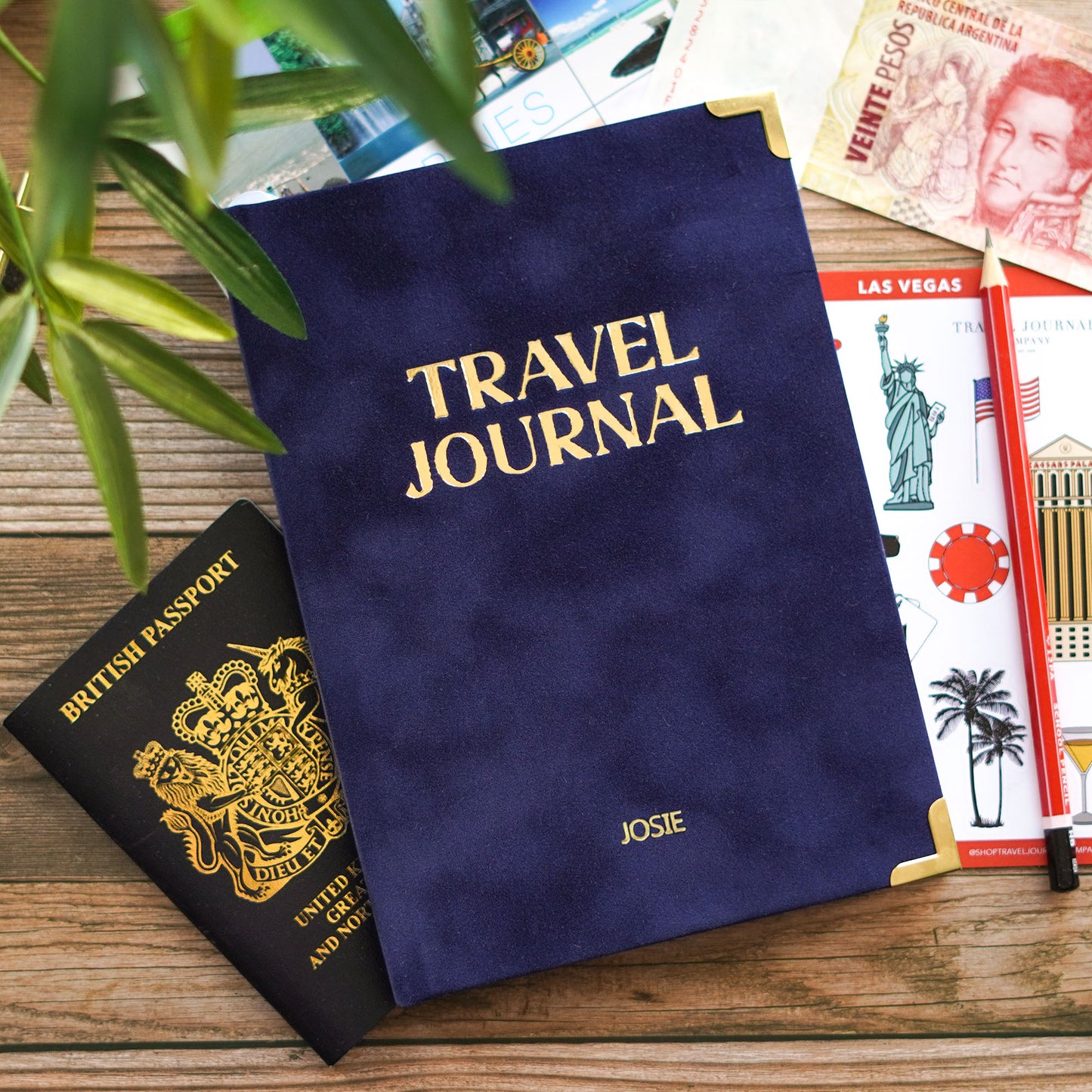 Luxury Velvet Personalised Travel Journal