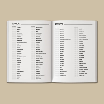 an open book with a list of countries