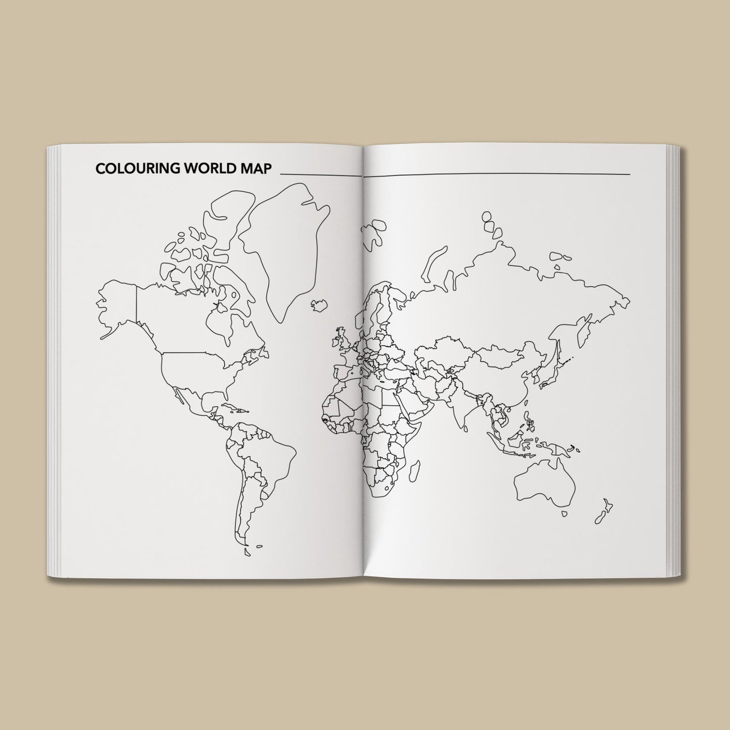 a book opened to a map of the world