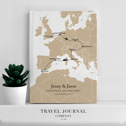 Custom Map Europe Personalised Travel Journal