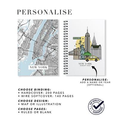 New York City Map Notebook Travel Journal
