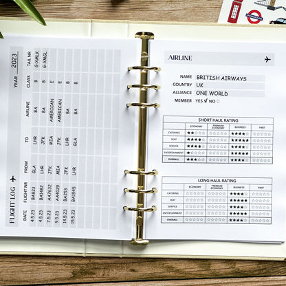Airline review/Flight Log Ultimate Travel Journal Insert