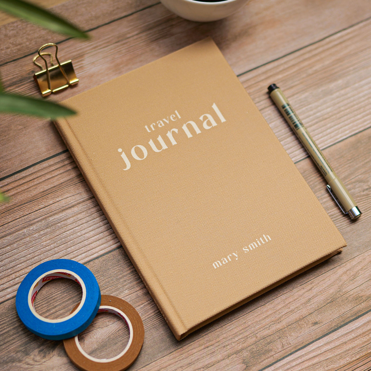 Personalised Luxury Linen Travel Journal