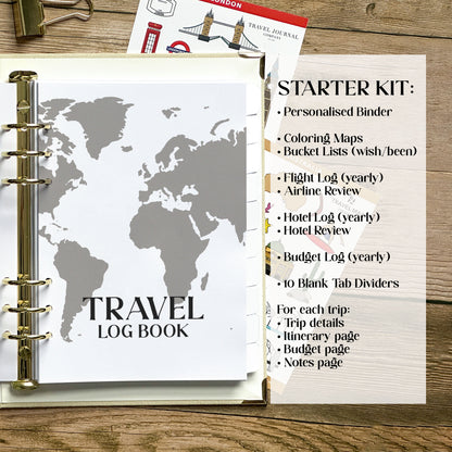 Travel Log Book Binder | Bucket List & Travel Journal