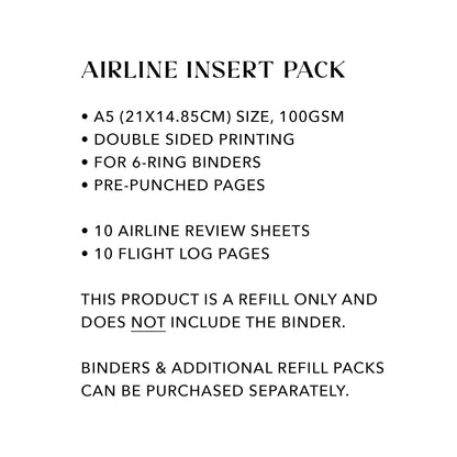 Airline review/Flight Log Ultimate Travel Journal Insert
