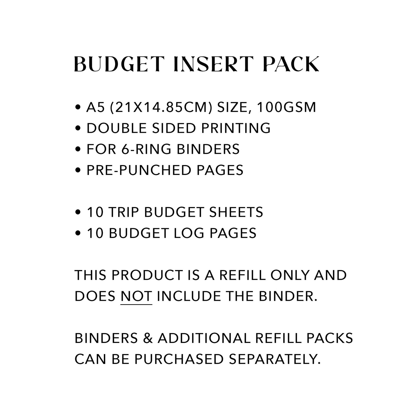 Trip Budget/Budget Log Ultimate Travel Journal Insert