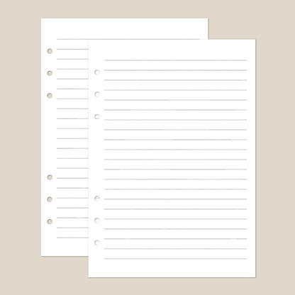 Ruled Memories Page Refill [100 pages] - Travel Journal Binder Insert