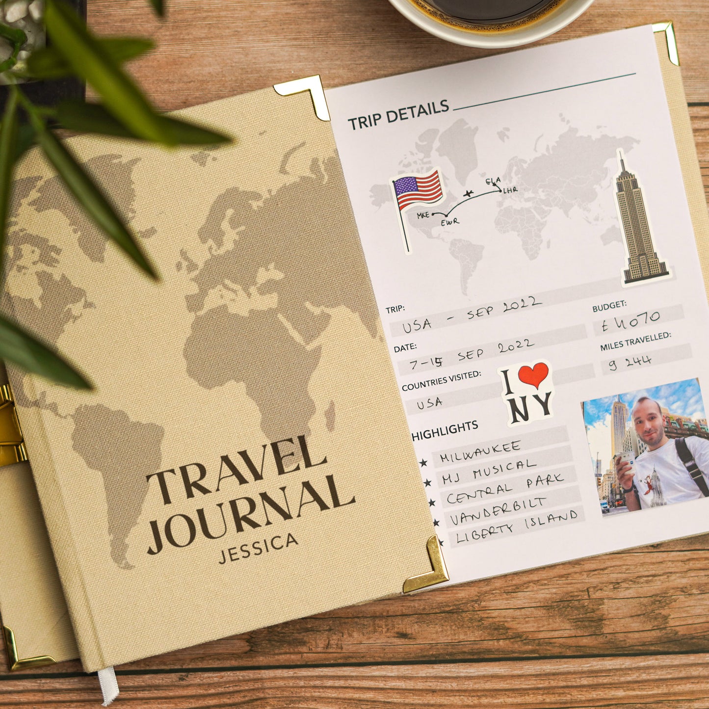 World Map Personalised Travel Journal