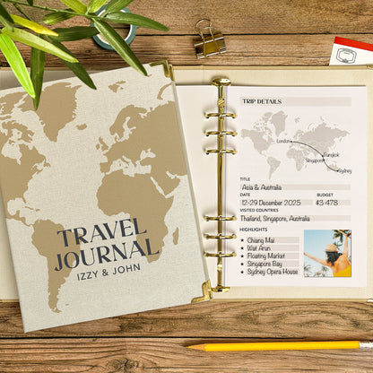 Personalised Travel Journal Binder | Map