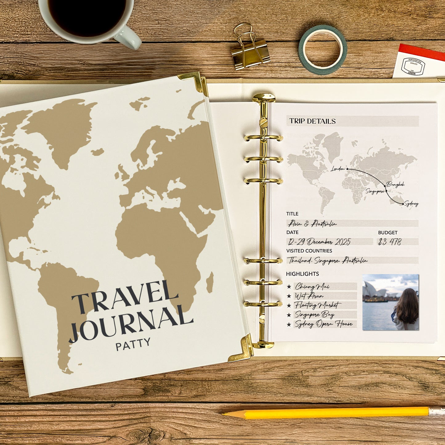 Personalised Travel Journal Binder | Map