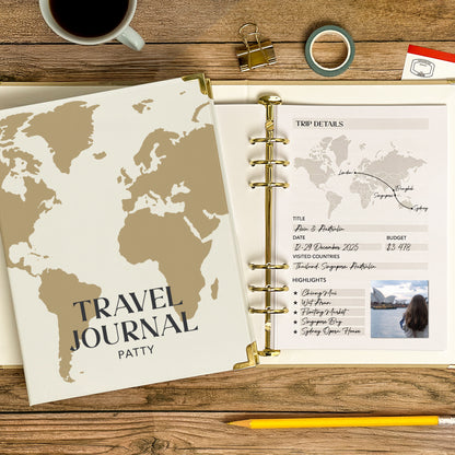 Personalised Travel Journal Binder | Map