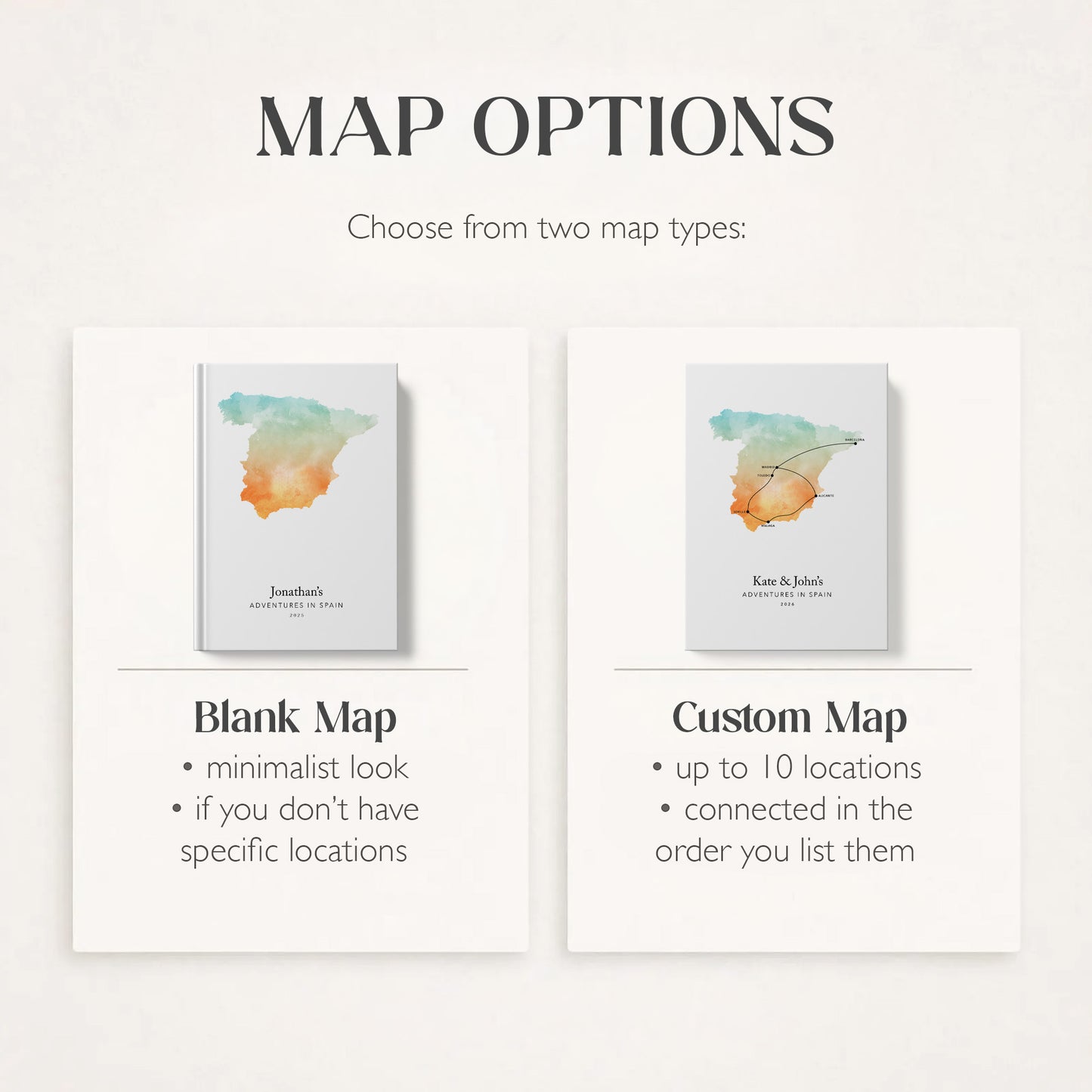 Spain Personalised Travel Journal | Travel Map Diary, Planner & Bucket List Book