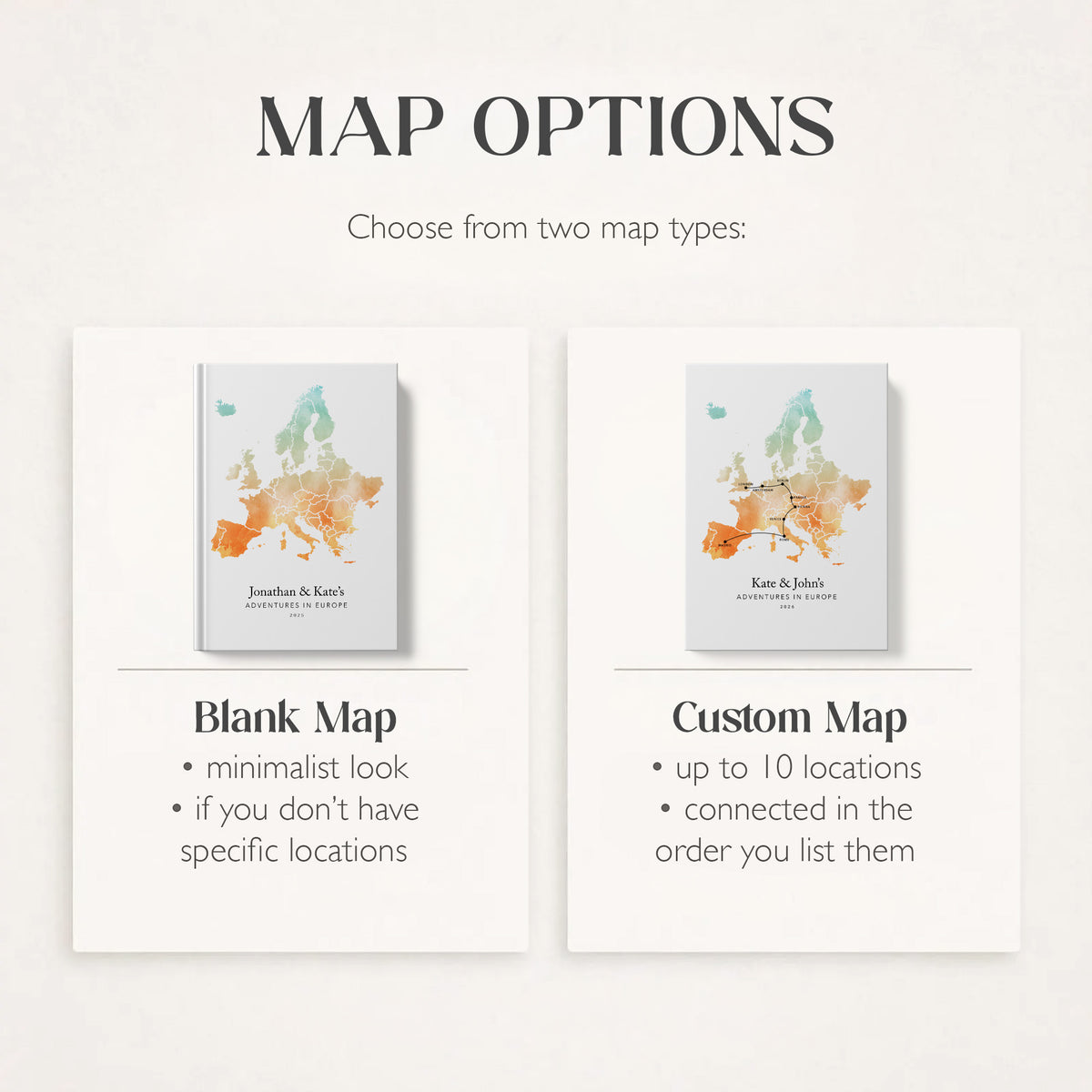 Europe Personalised Travel Journal | Travel Map Diary, Planner & Bucket List Book