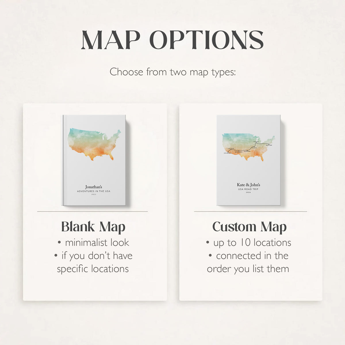 USA Road Trip Personalised Travel Journal | Travel Map Diary, Planner & Bucket List Book