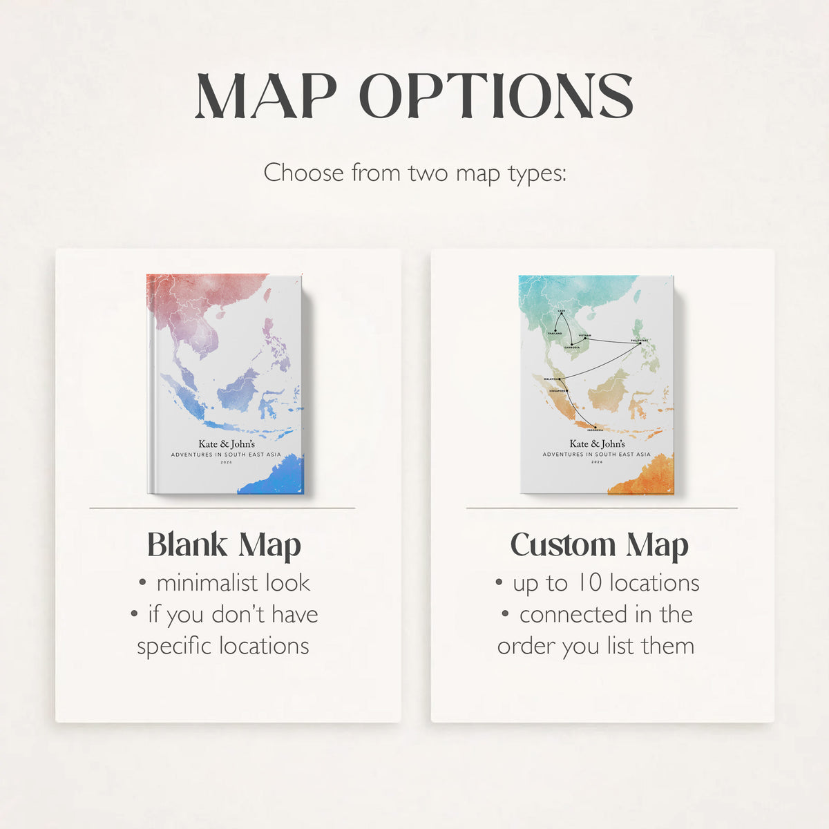 South East Asia Personalised Travel Journal | Travel Map Diary, Planner & Bucket List Book