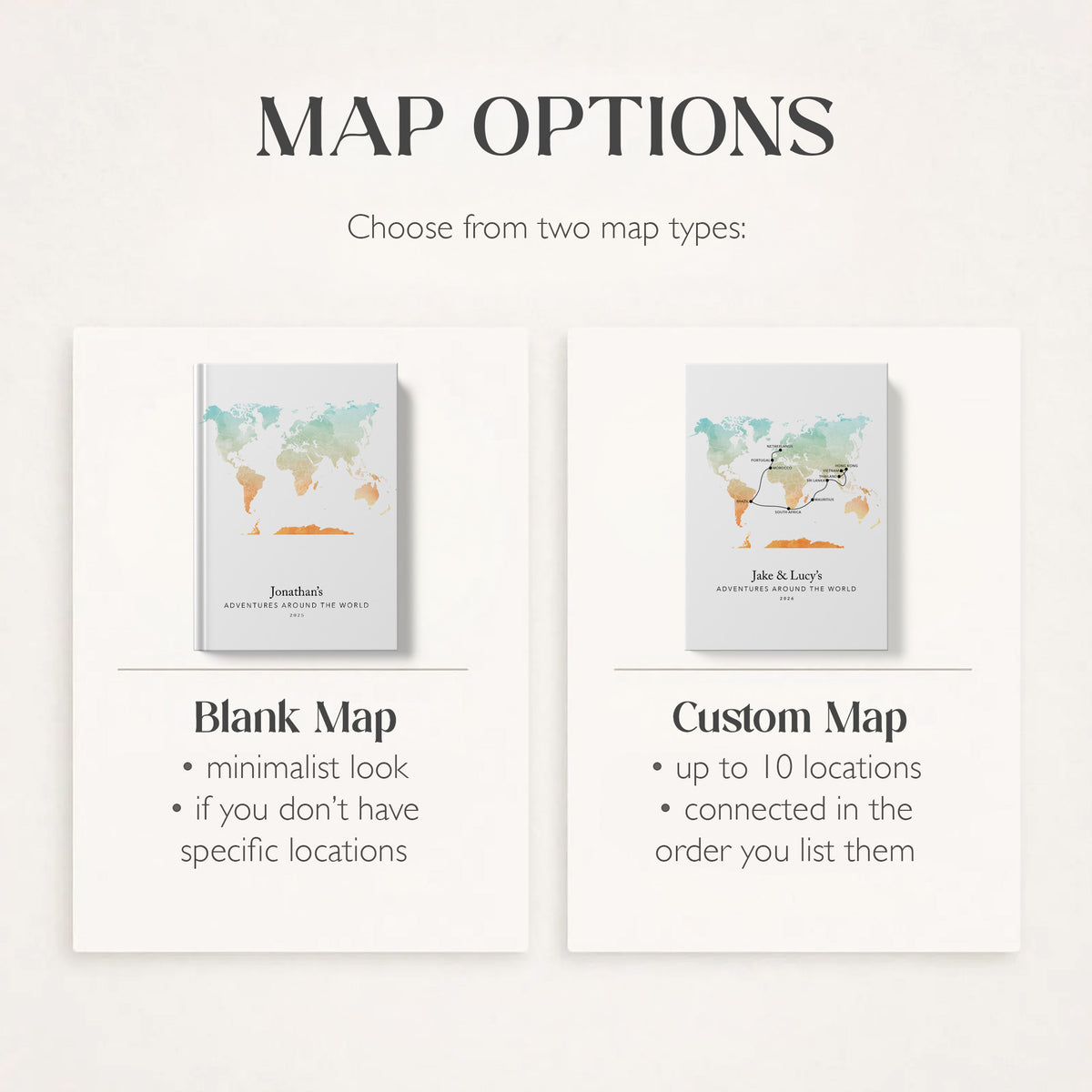 Custom World Map Personalised Travel Journal | Travel Map Diary, Planner & Bucket List Book